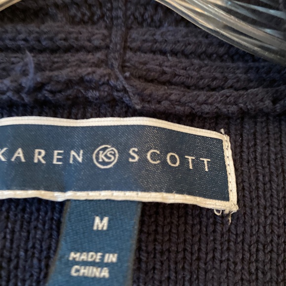 Karen Scott Open Cable Cardigan Size M, Navy - Picture 4 of 7